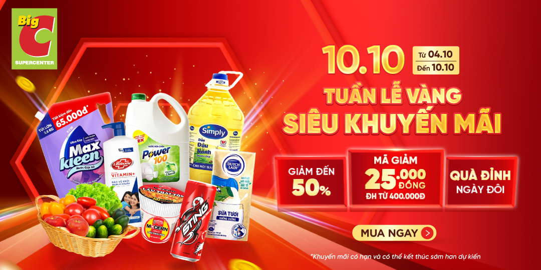 TUẦN LỄ VÀNG MỪNG NGÀY ĐÔI 10.10 GIẢM ĐẾN NỬA GIÁ - MUA SẮM THẢ GA